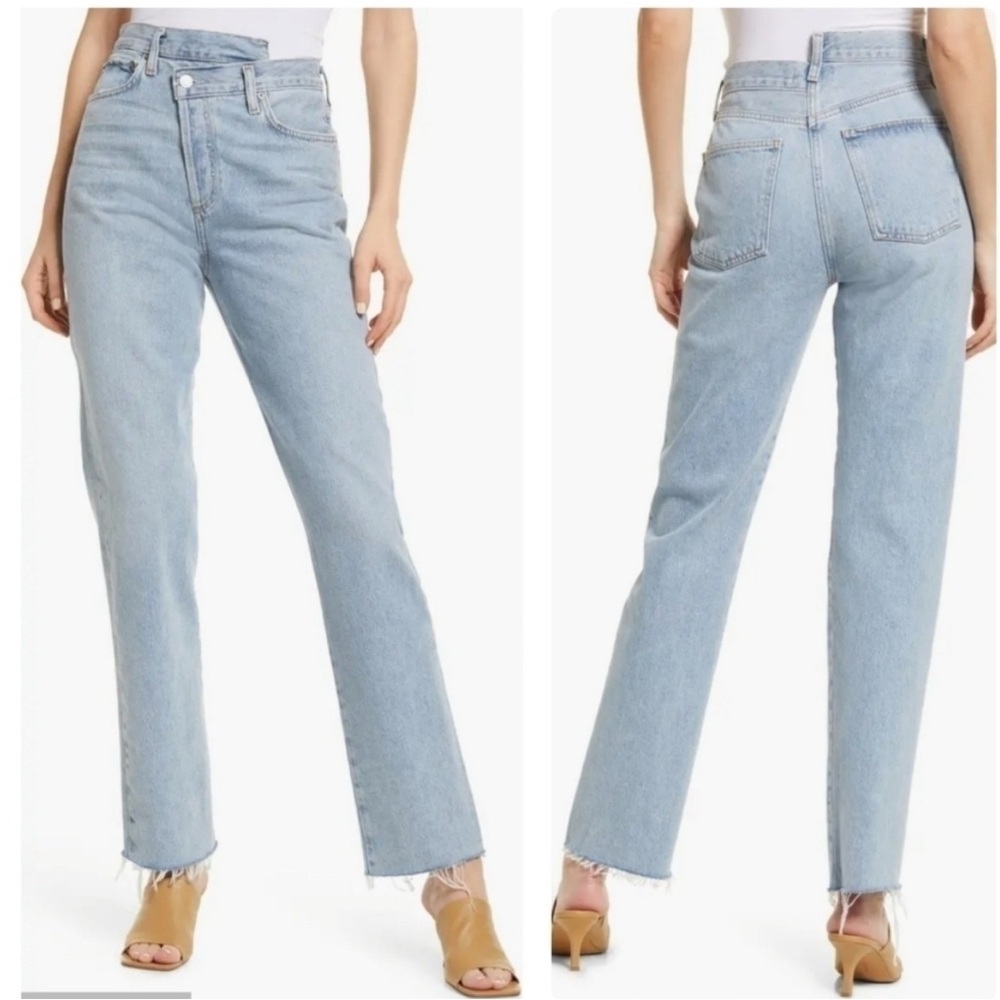 Agolde criss cross raw hem jeans